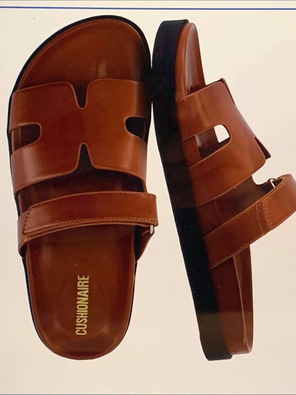 CUSHIONAIRE whiskey Faux Leather Slide Sandals